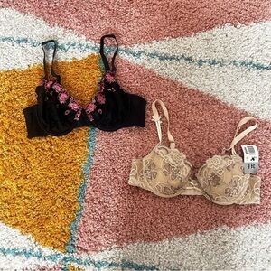 2pc Bundle Set Parisa by Amir Vintage Y2K Floral Lace Bras 34B